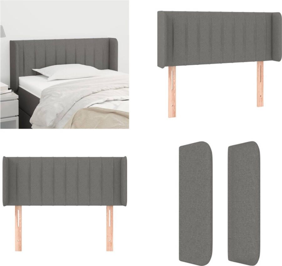 VidaXL Hoofdbord met randen 93x16x78 88 cm stof donkergrijs Hoofdbord Hoofdborden Hoofdeinde Houten Hoofdbord
