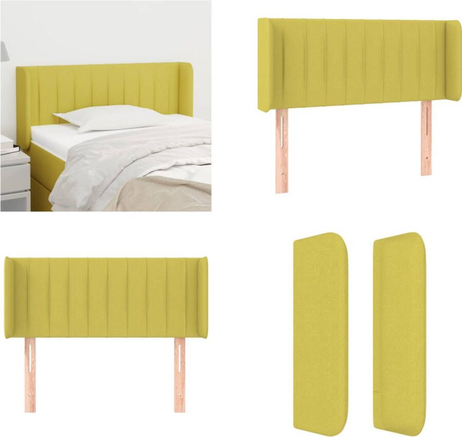 VidaXL Hoofdbord met randen 93x16x78 88 cm stof groen Hoofdbord Hoofdborden Hoofdeinde Houten Hoofdbord