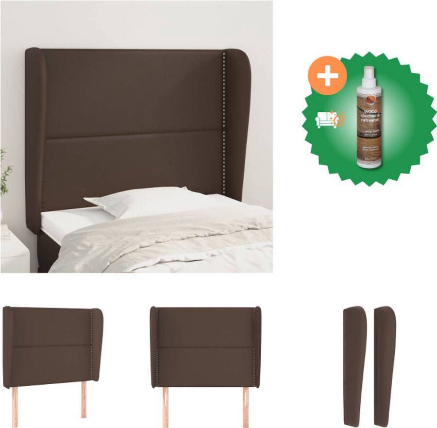 VidaXL Hoofdbord met randen 93x23x118 128 cm kunstleer bruin Bedonderdeel Inclusief Houtreiniger en verfrisser