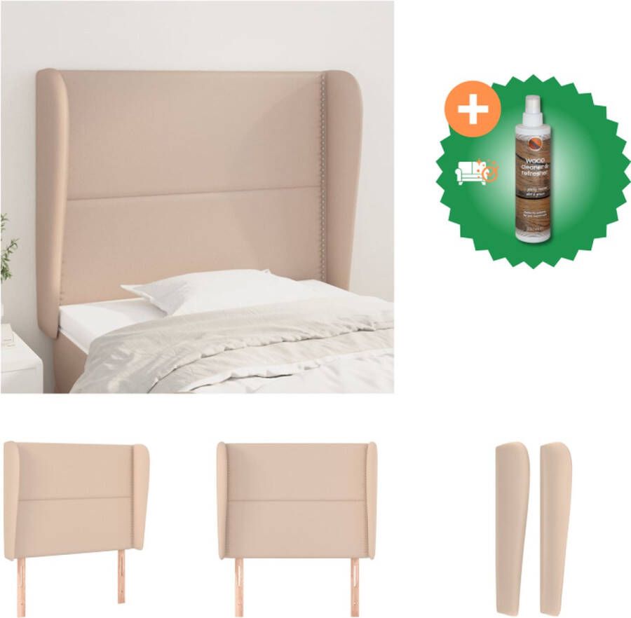 VidaXL Hoofdbord met randen 93x23x118 128 cm kunstleer cappuccinokleur Bedonderdeel Inclusief Houtreiniger en verfrisser