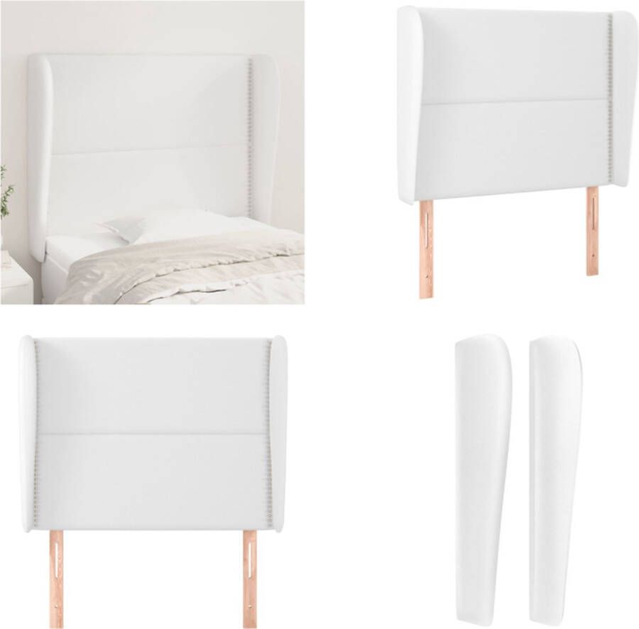VidaXL Hoofdbord met randen 93x23x118 128 cm kunstleer wit Hoofdbord Hoofdborden Hoofdeinde Houten Hoofdbord - Foto 2