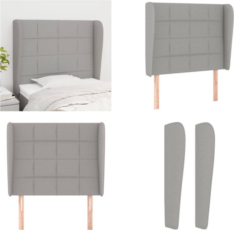 VidaXL Hoofdbord met randen 93x23x118 128 cm stof lichtgrijs Hoofdbord Hoofdborden Hoofdeinde Houten Hoofdbord - Foto 2