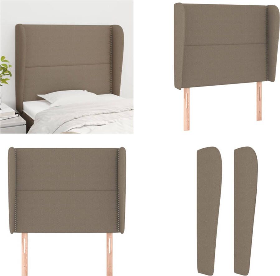 VidaXL Hoofdbord met randen 93x23x118 128 cm stof taupe Hoofdbord Hoofdborden Hoofdeinde Houten Hoofdbord - Foto 2
