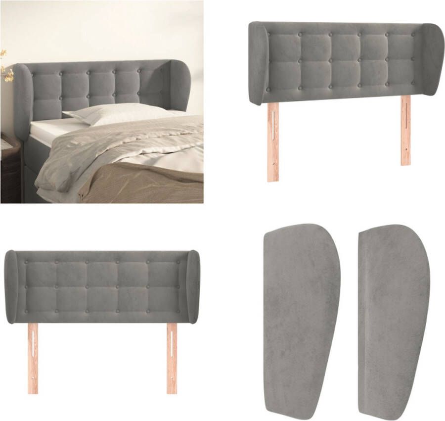 VidaXL Hoofdbord met randen 93x23x78 88 cm fluweel lichtgrijs Hoofdbord Hoofdborden Hoofdeinde Houten Hoofdbord