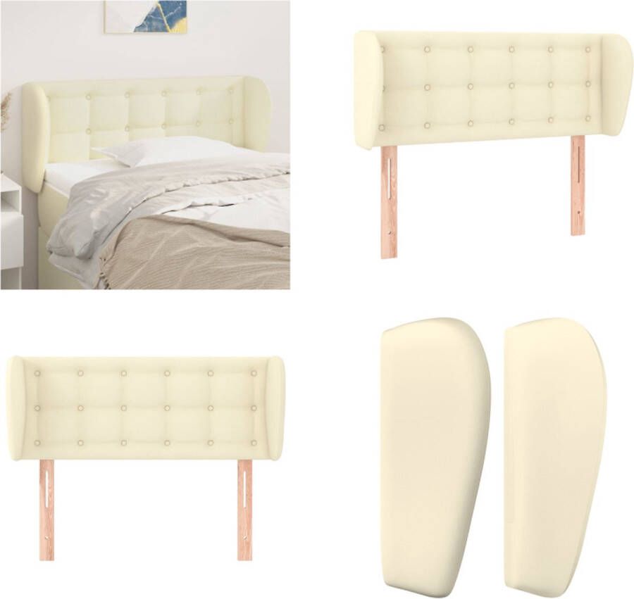 VidaXL Hoofdbord met randen 93x23x78 88 cm kunstleer crèmekleurig Hoofdbord Hoofdborden Hoofdeinde Houten Hoofdbord