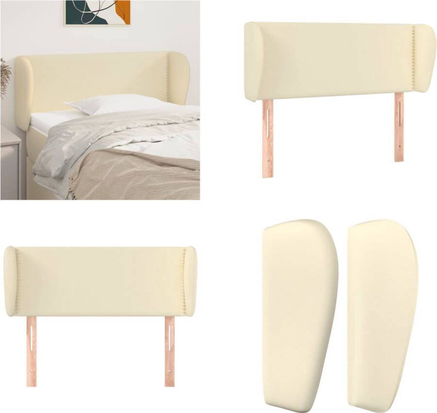 VidaXL Hoofdbord met randen 93x23x78 88 cm kunstleer crèmekleurig Hoofdbord Hoofdborden Hoofdeinde Houten Hoofdbord