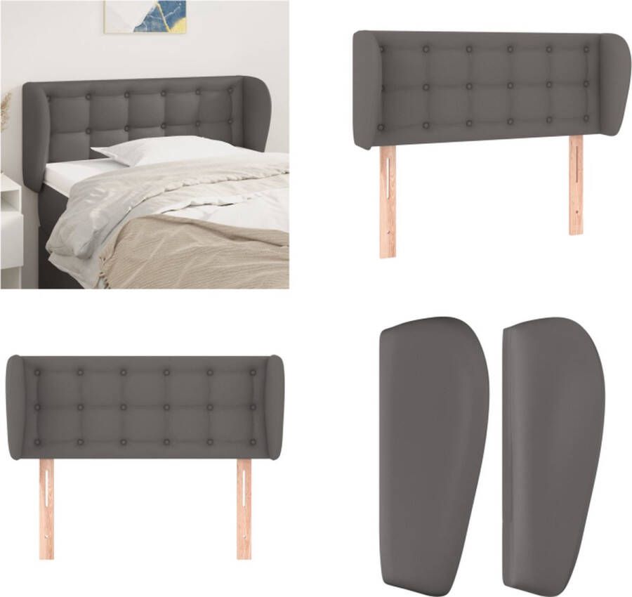 VidaXL Hoofdbord met randen 93x23x78 88 cm kunstleer grijs Hoofdbord Hoofdborden Hoofdeinde Houten Hoofdbord