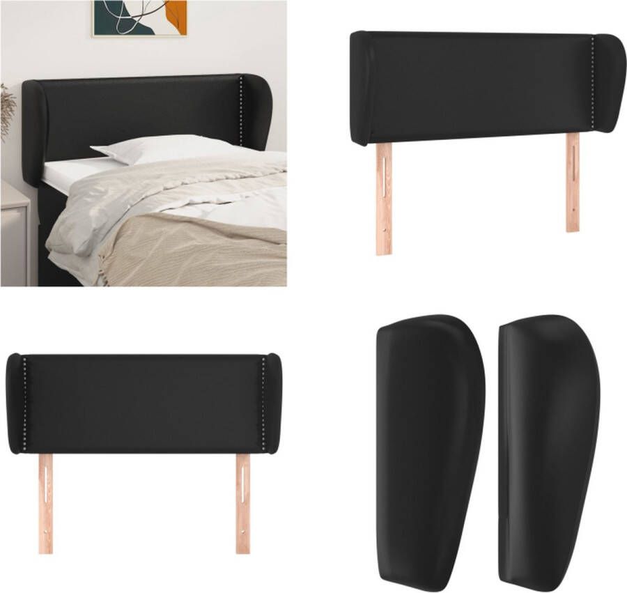 VidaXL Hoofdbord met randen 93x23x78 88 cm kunstleer zwart Hoofdbord Hoofdborden Hoofdeinde Houten Hoofdbord - Foto 2