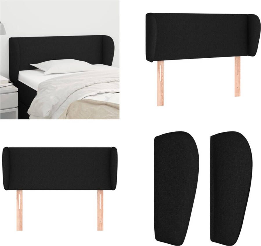 VidaXL Hoofdbord met randen 93x23x78 88 cm stof zwart Hoofdbord Hoofdborden Hoofdeinde Houten Hoofdbord - Foto 2