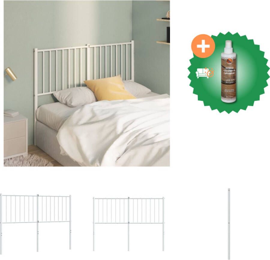 VidaXL Hoofdbord Metaal 125 x 3 x 90 cm Robuuste constructie Comfortabele ondersteuning Wit Bedonderdeel Inclusief Houtreiniger en verfrisser