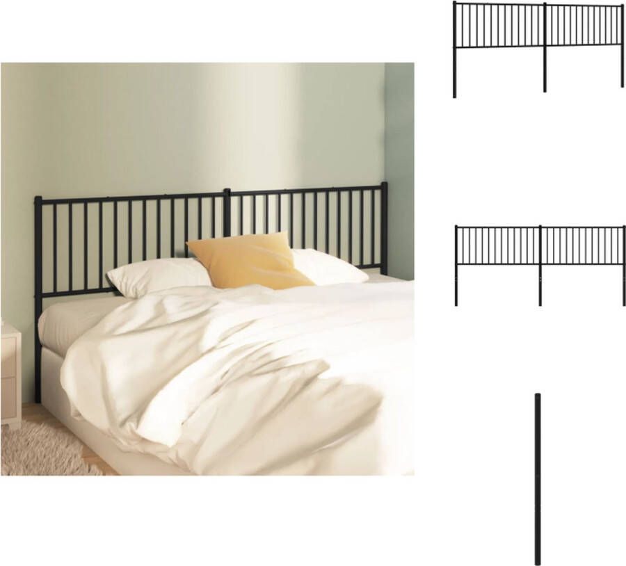 VidaXL Klassiek Hoofdbord Zwart 198 x 3 x 90 cm Robuuste Metalen Constructie Bedonderdeel