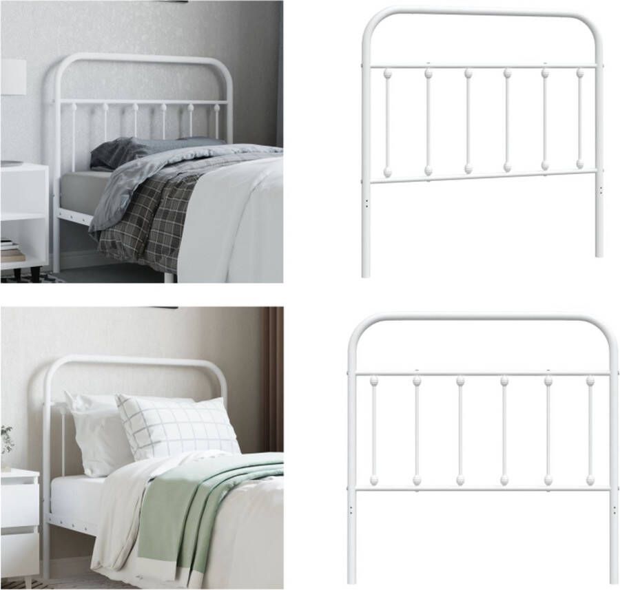 VidaXL Hoofdbord metaal wit 100 cm Hoofdbord Hoofdborden Hoofdeinde Metalen Hoofdbord - Foto 2
