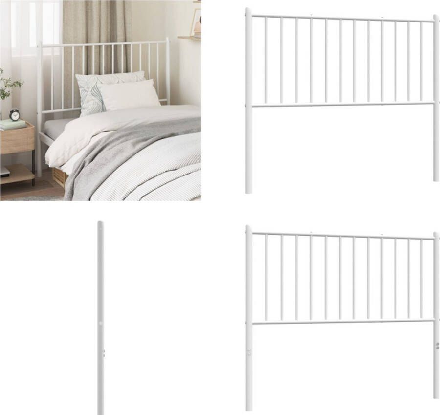 VidaXL Hoofdbord metaal wit 100 cm Hoofdbord Hoofdborden Hoofdeinde Metalen Hoofdbord - Foto 2
