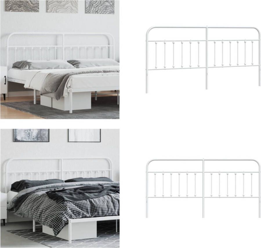 VidaXL Hoofdbord metaal wit 193 cm Hoofdbord Hoofdborden Hoofdeinde Metalen Hoofdbord - Foto 2