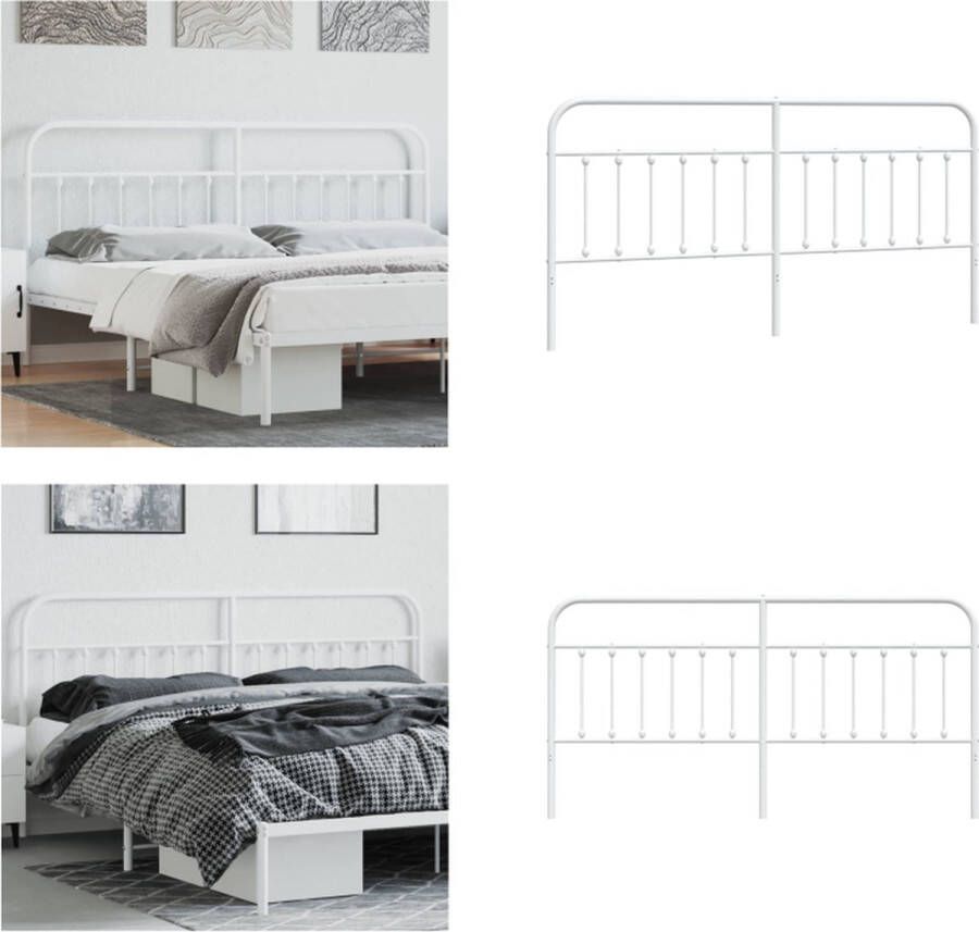 VidaXL Hoofdbord metaal wit 200 cm Hoofdbord Hoofdborden Hoofdeinde Metalen Hoofdbord - Foto 2