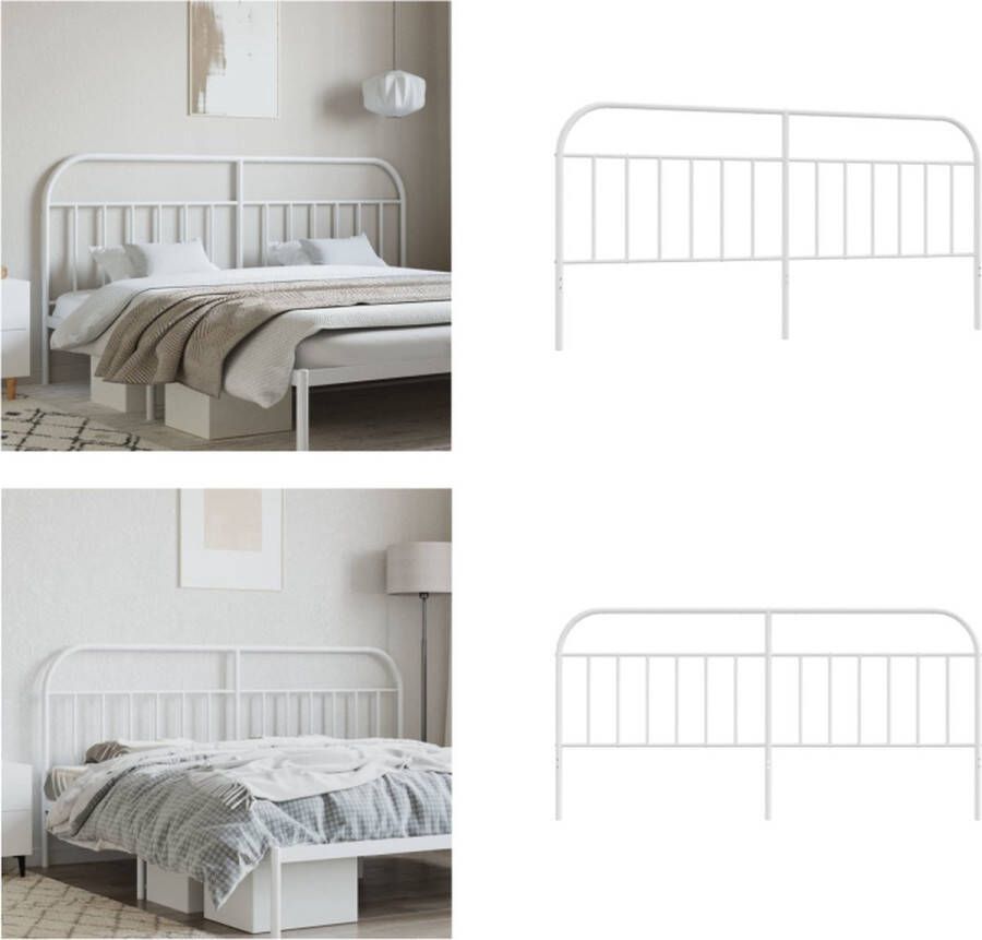 VidaXL Hoofdbord metaal wit 200 cm Hoofdbord Hoofdborden Hoofdeinde Metalen Hoofdbord - Foto 4