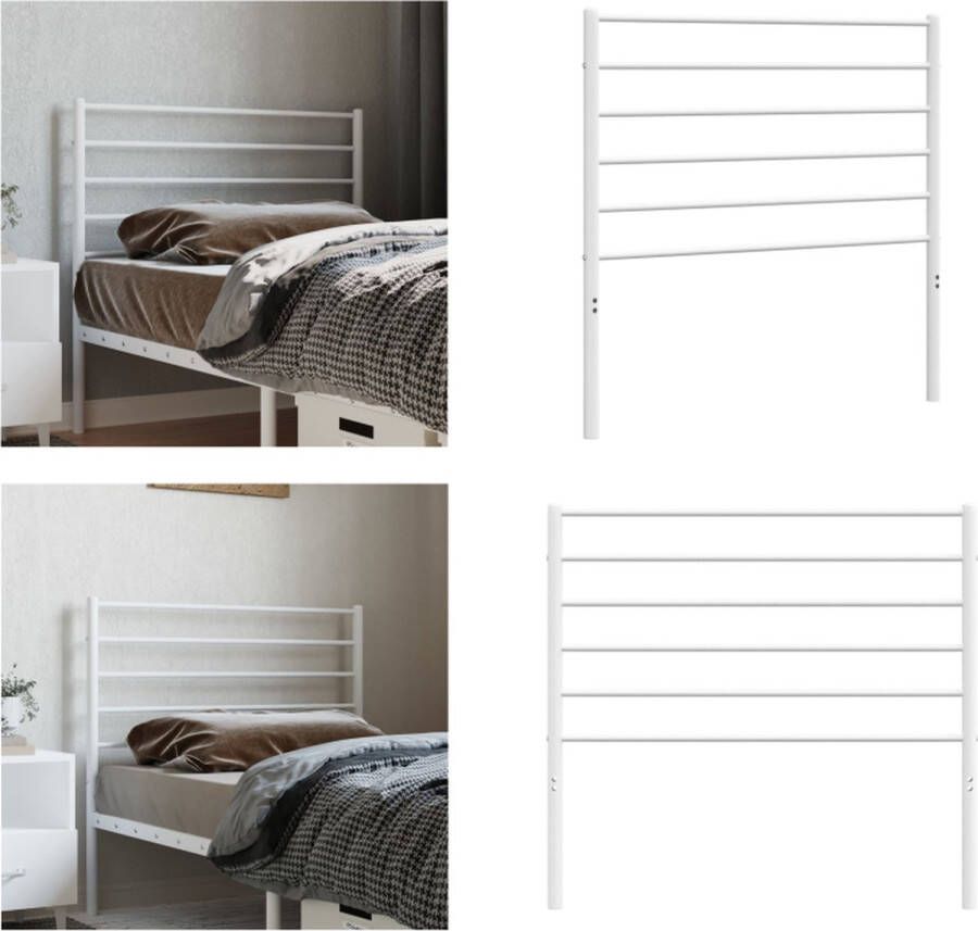 VidaXL Hoofdbord metaal wit 80 cm Hoofdbord Hoofdborden Hoofdeinde Metalen Hoofdbord - Foto 2