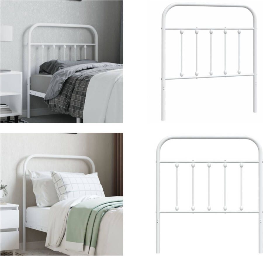 VidaXL Hoofdbord metaal wit 80 cm Hoofdbord Hoofdborden Hoofdeinde Metalen Hoofdbord - Foto 2