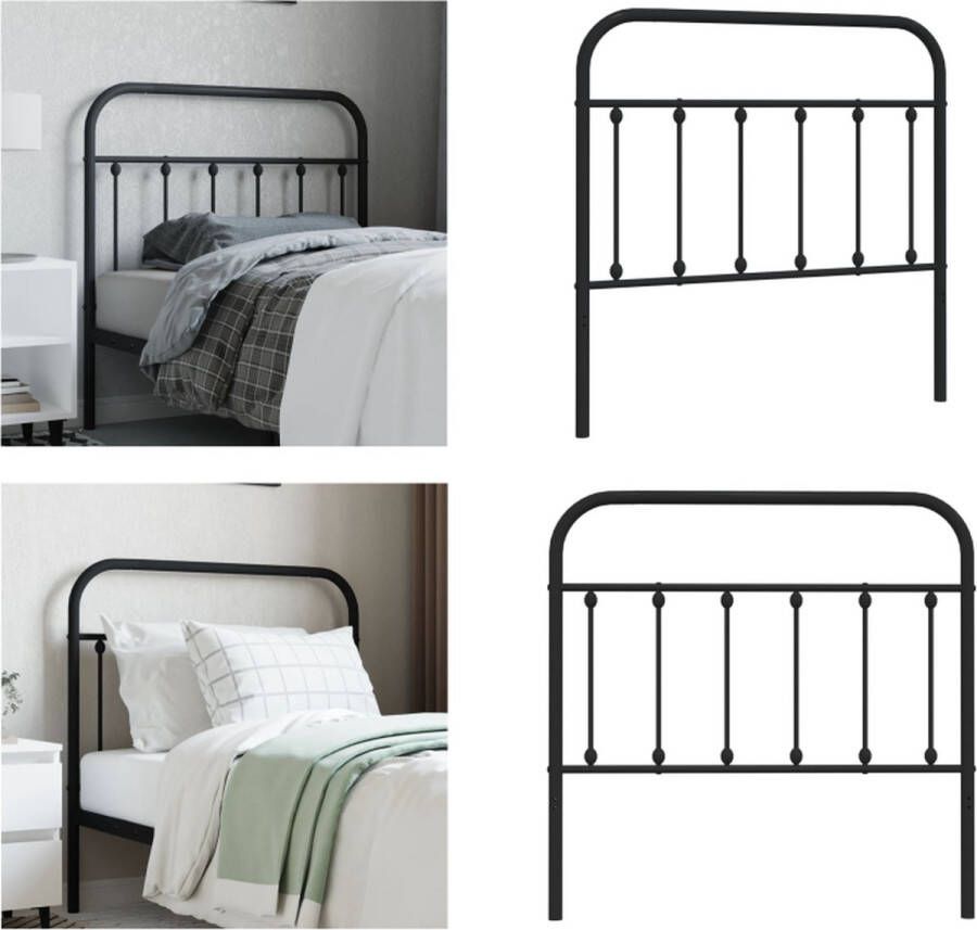 VidaXL Hoofdbord metaal zwart 100 cm Hoofdbord Hoofdborden Hoofdeinde Metalen Hoofdbord - Foto 2