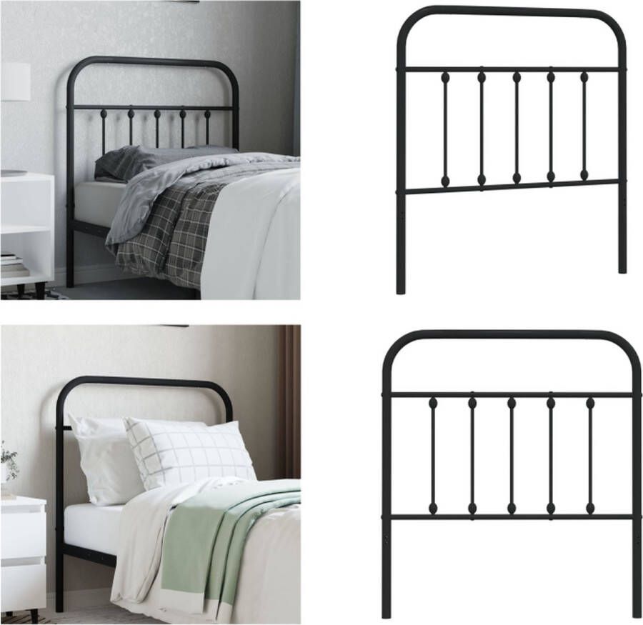 VidaXL Hoofdbord metaal zwart 80 cm Hoofdbord Hoofdborden Hoofdeinde Metalen Hoofdbord - Foto 2