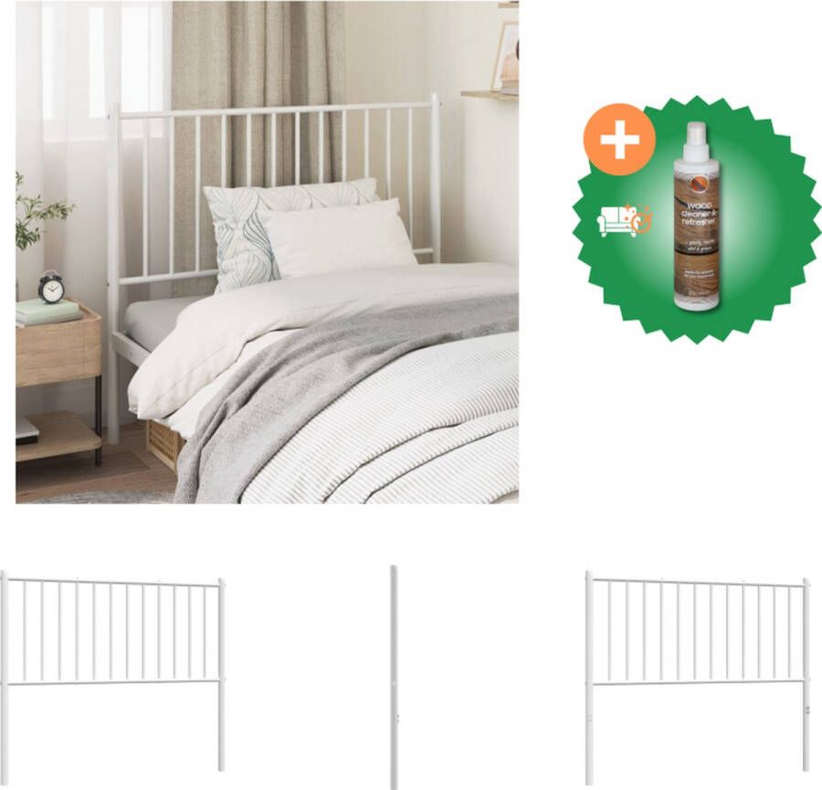 VidaXL Hoofdbord Metalen 105 x 3 x 90 cm Wit Bedonderdeel Inclusief Houtreiniger en verfrisser