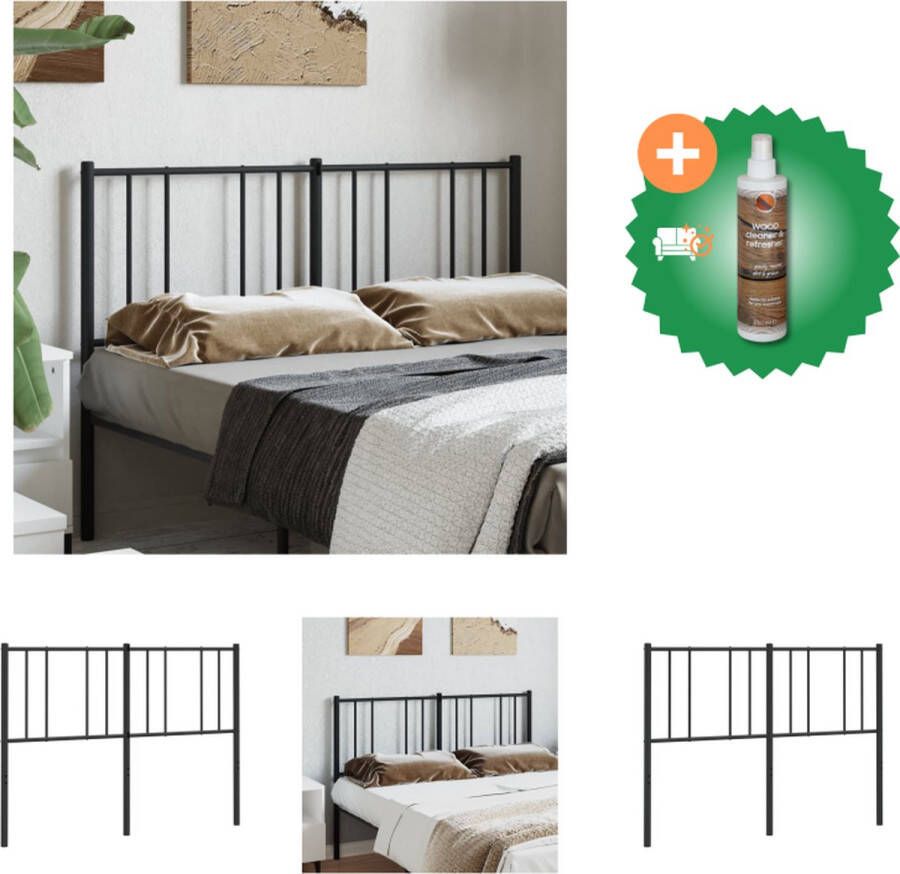VidaXL Hoofdbord Metalen Bed 142x90 cm Zwart Staal Bedonderdeel Inclusief Houtreiniger en verfrisser