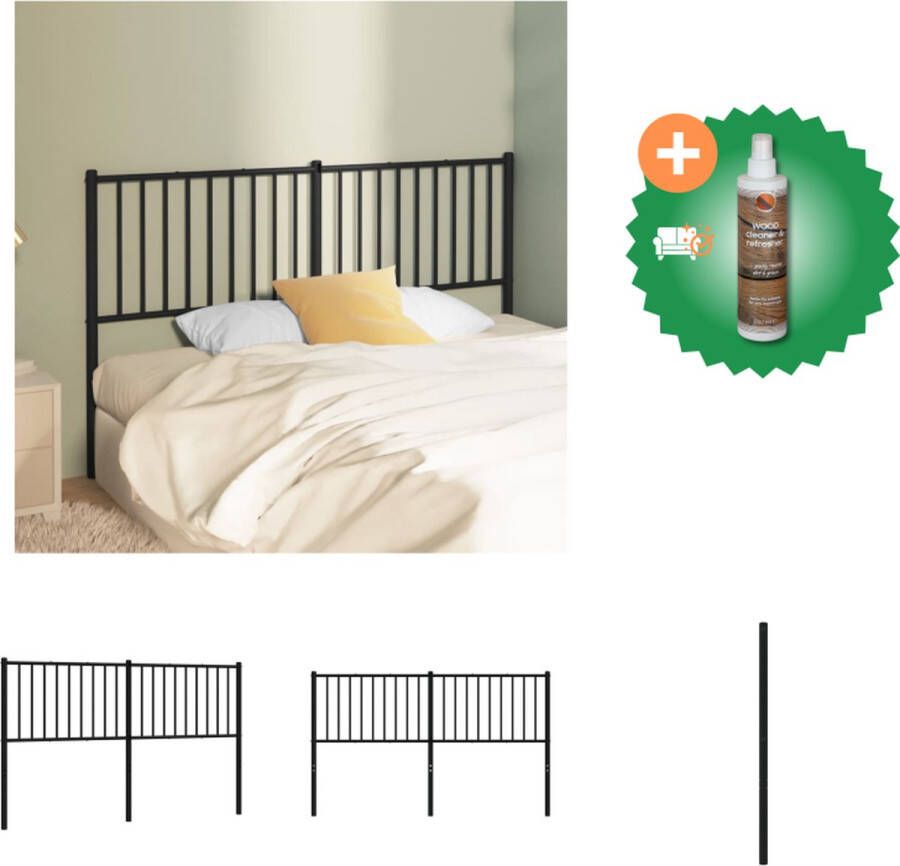 VidaXL Hoofdbord Metalen Bed 166 x 3 x 90 cm Zwart Bedonderdeel Inclusief Houtreiniger en verfrisser