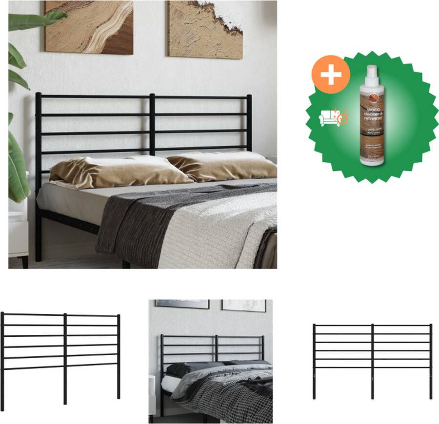 VidaXL Hoofdbord Metalen bedhoofd 125 x 90 cm Zwart Bedonderdeel Inclusief Houtreiniger en verfrisser