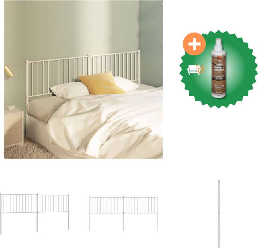 VidaXL Hoofdbord Metalen Constructie 187x3x90 cm Wit Bedonderdeel Inclusief Houtreiniger en verfrisser
