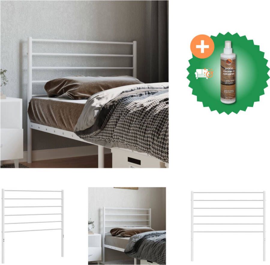VidaXL Hoofdbord Metalen Constructie 85 x 3 x 90 cm Wit Bedonderdeel Inclusief Houtreiniger en verfrisser