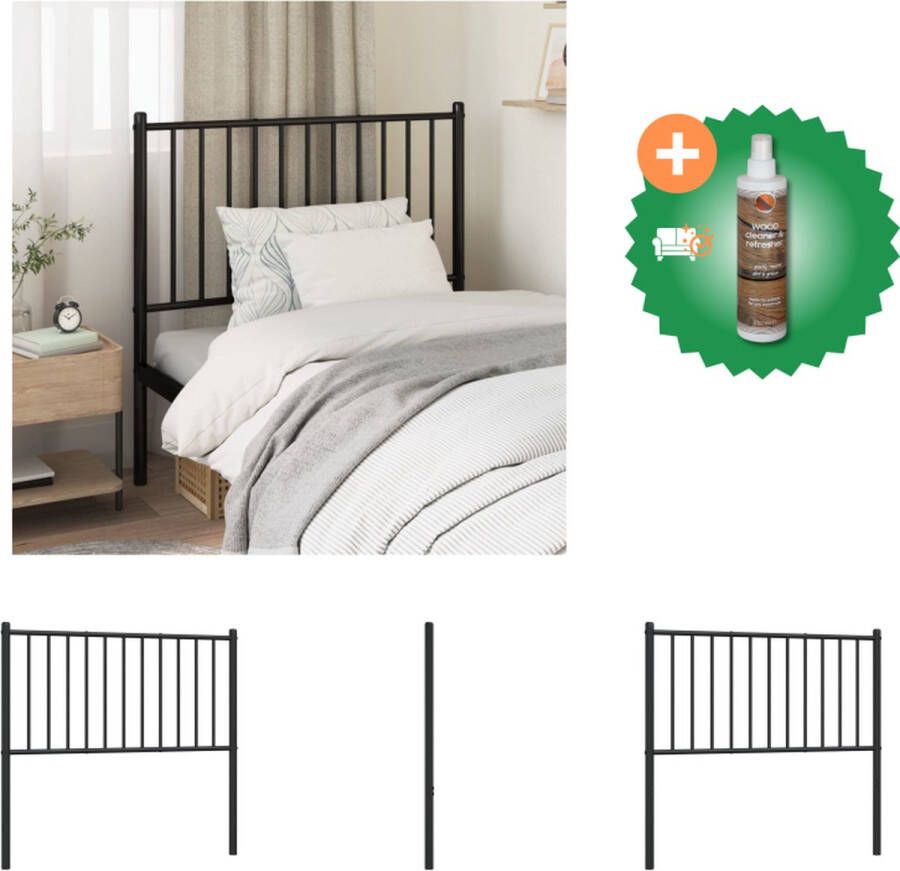 VidaXL Hoofdbord Metalen Constructie Stevige Poten Comfortabele Ondersteuning Zwart Bedonderdeel Inclusief Houtreiniger en verfrisser