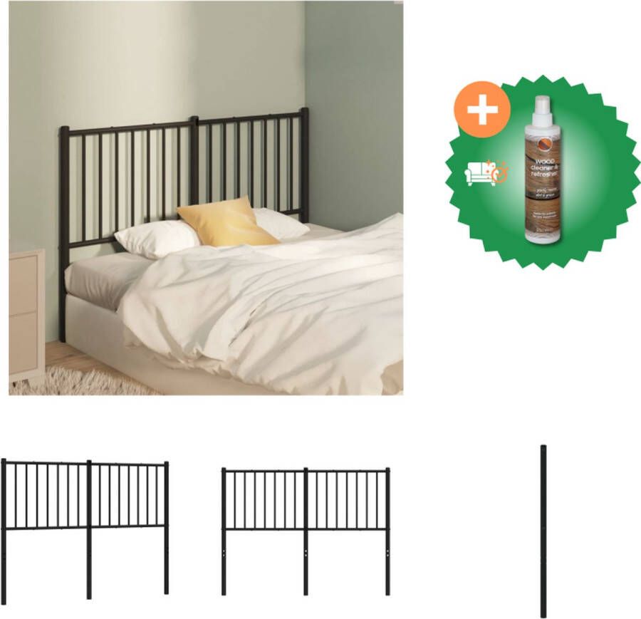 VidaXL Hoofdbord Metalen Hoofdbord 125 x 3 x 90 cm (L x B x H) Zwart Bedonderdeel Inclusief Houtreiniger en verfrisser
