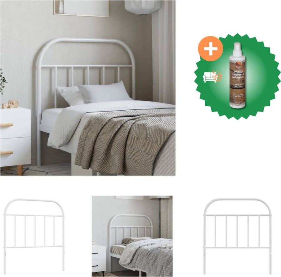 VidaXL Hoofdbord Metalen Hoofdbord 85 x 3 x 100 cm Wit Staal Bedonderdeel Inclusief Houtreiniger en verfrisser