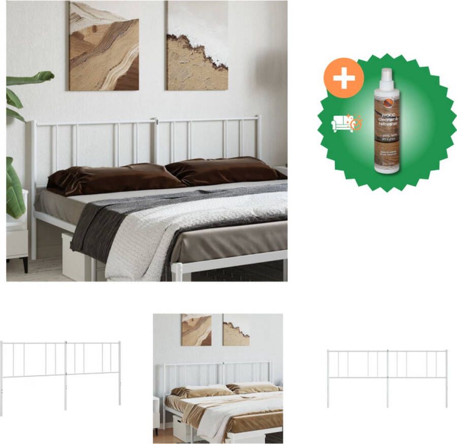 VidaXL Hoofdbord Metalen Hoofdbord Wit 187 x 3 x 90 cm Staal Bedonderdeel Inclusief Houtreiniger en verfrisser