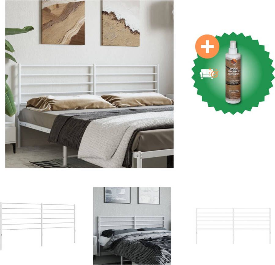 VidaXL Hoofdbord Metalen Hoofdbord Wit 206 x 3 x 90 cm Voor Bedden met Ronde Buizen Bedonderdeel Inclusief Houtreiniger en verfrisser - Foto 2