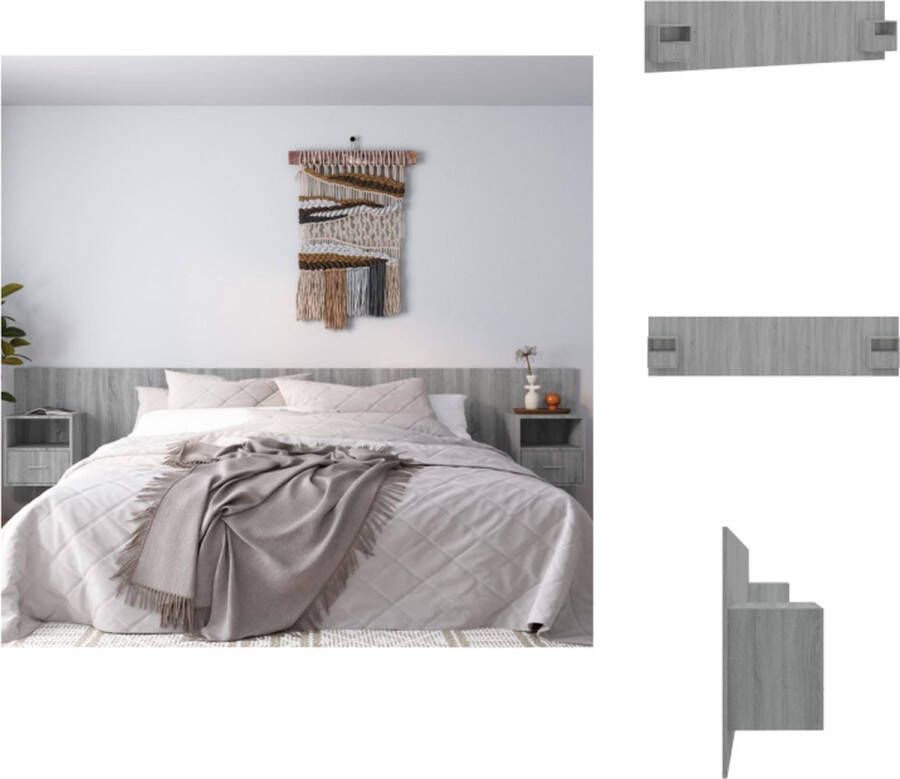 VidaXL Hoofdbord Met Kastje Hoofdborden Met Kastjes Hoofdeinde Wandnachtkastje Hoofdbord met kastjes bewerkt hout grijs sonoma eikenkleurig
