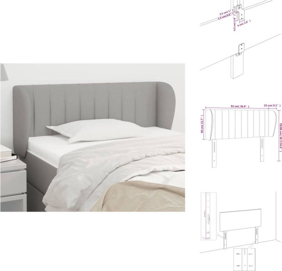 The Living Store Hoofdbord Nova Lichtgrijs 93x23x78 88cm Duurzaam materiaal Stevige houten poten Verstelbare hoogte Comfortabele ondersteuning Hoofd Bord Hoofdkussen Beddecoratie Slaapcomfort Leeshoek - Foto 3