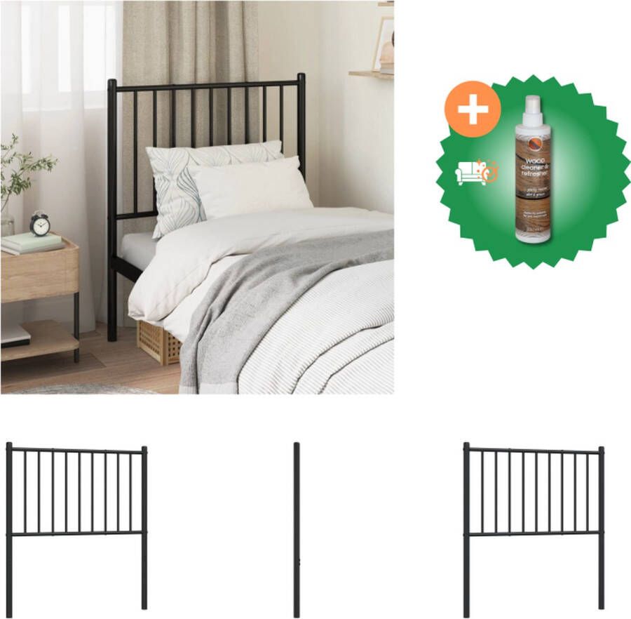 VidaXL Hoofdbord Retro Metaal 80x3x90 cm Zwart Bedonderdeel Inclusief Houtreiniger en verfrisser