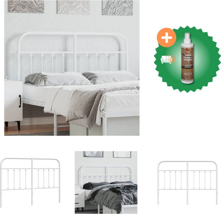 VidaXL Hoofdbord Robuuste metalen constructie Stevige en stabiele poten Comfortabele ondersteuning Kleur- wit Afmetingen- 146 x 3 x 100 cm Bedonderdeel Inclusief Houtreiniger en verfrisser