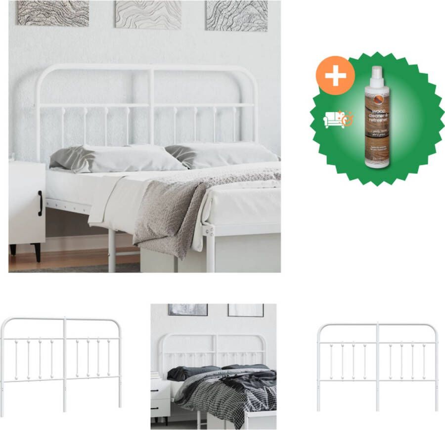 VidaXL Hoofdbord Robuuste Staal 142 x 3 x 100 cm Wit Bedonderdeel Inclusief Houtreiniger en verfrisser