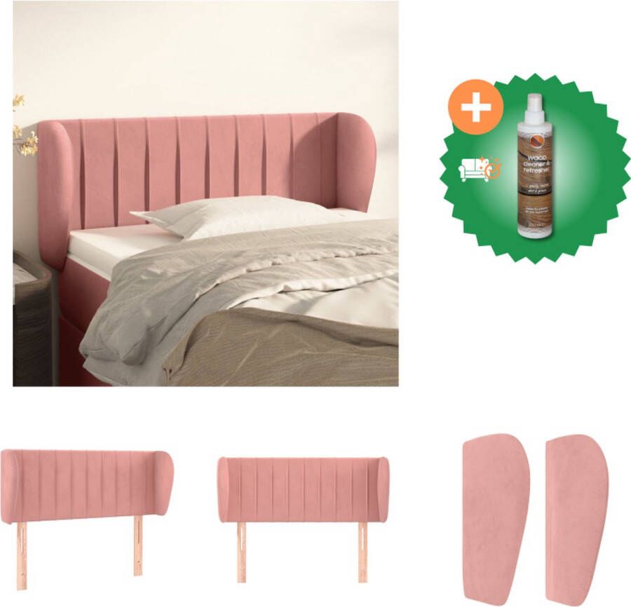 VidaXL Hoofdbord Roze 83x23x78 88 cm Fluweel Hout Verstelbaar Comfortabel Bedonderdeel Inclusief Houtreiniger en verfrisser