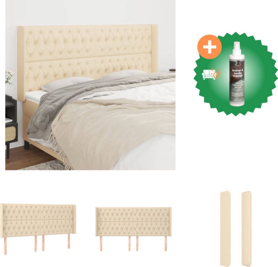VidaXL Hoofdbord Serene Bedombouw 203 x 16 x 118 128 cm Crème Duurzaam materiaal Bedonderdeel Inclusief Reiniger