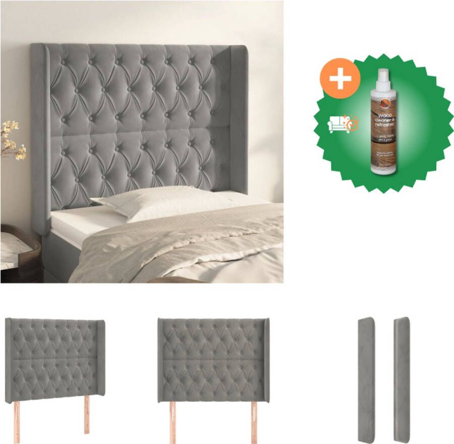 VidaXL Hoofdbord -Slaapkamer 103x16x118 128 cm Lichtgrijs Bedonderdeel Inclusief Houtreiniger en verfrisser