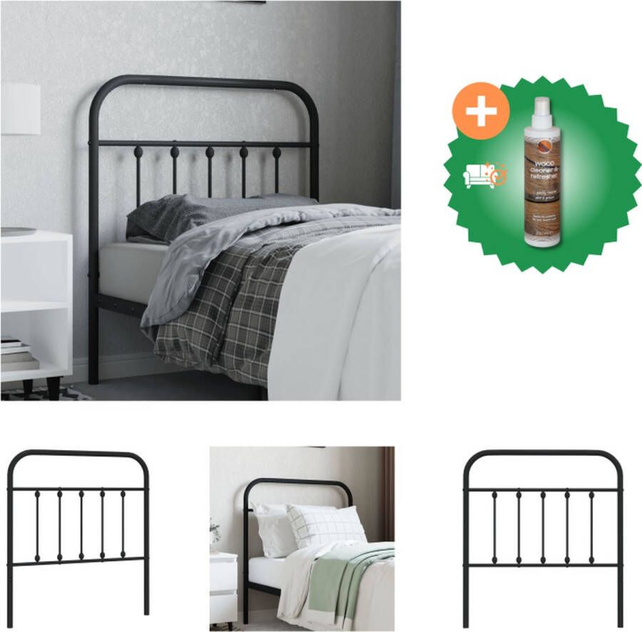 VidaXL Hoofdbord Staal 95 x 3 x 100 cm Zwarte kleur Bedonderdeel Inclusief Houtreiniger en verfrisser