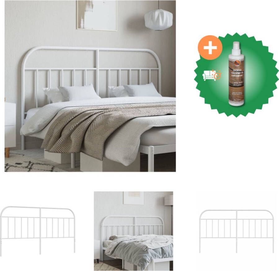 VidaXL Hoofdbord Staal Wit 187 x 3 x 100 cm Robuust metalen design Bedonderdeel Inclusief Houtreiniger en verfrisser