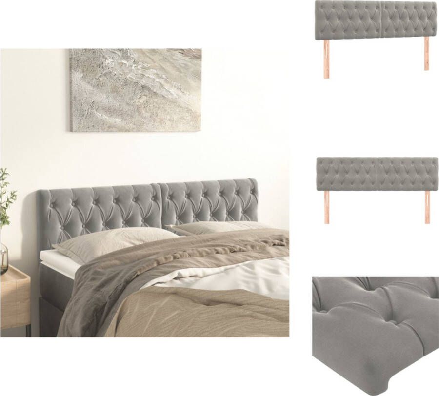 VidaXL Hoofdbord Hoofdborden Hoofdeinde Houten Hoofdbord Hoofdborden 2 st 72x7x78 88 cm fluweel lichtgrijs - Foto 2