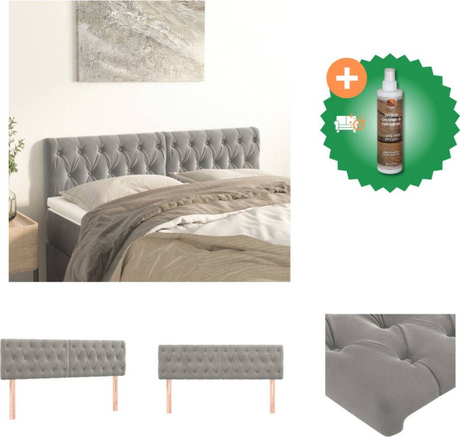 VidaXL Hoofdbord Stof 144 x 7 cm Lichtgrijs Bedonderdeel Inclusief Houtreiniger en verfrisser