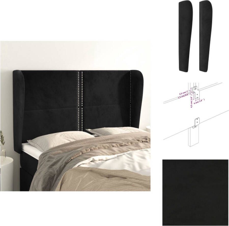VidaXL Hoofdbord Hoofdborden Hoofdeinde Houten Hoofdbord met randen 147x23x118 128 cm fluweel zwart - Foto 2