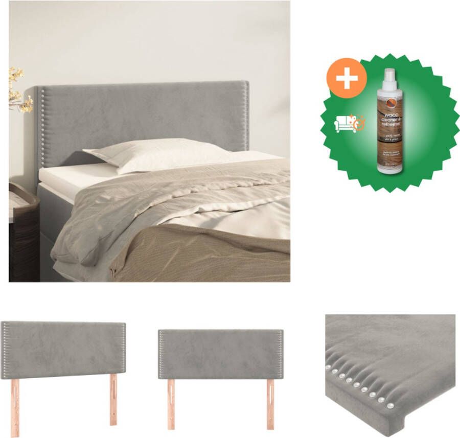 VidaXL Hoofdbord Stof 80 x 33.5 x 78 cm Lichtgrijs Bedonderdeel Inclusief Houtreiniger en verfrisser