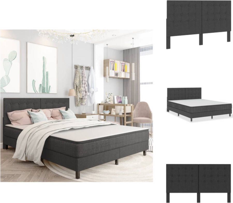 VidaXL Hoofdbord Stof Donkergrijs 181 x 116 x 3.8 cm Voor Bedframe 180 x 200 cm Bedonderdeel - Foto 2